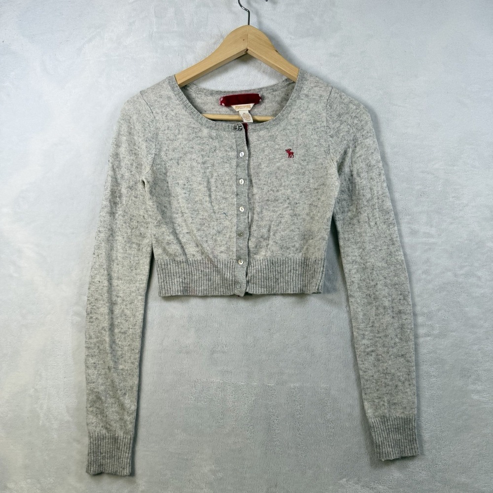 Abercrombie & Fitch Wool Blend Coquette Preppy Crop Cardigan Women's Size M
